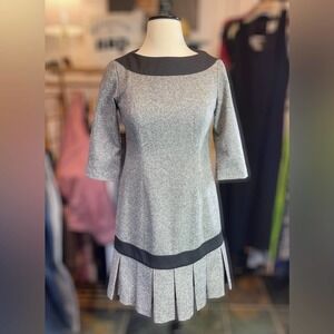 PENDLETON ~ Salt and Pepper Grey “Center Stage” Drop-Waist Wool/Silk Dress ~ 2P